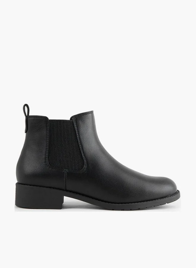 Celeste Women's Solid Block Heel Chelsea Boots with Pull Tab