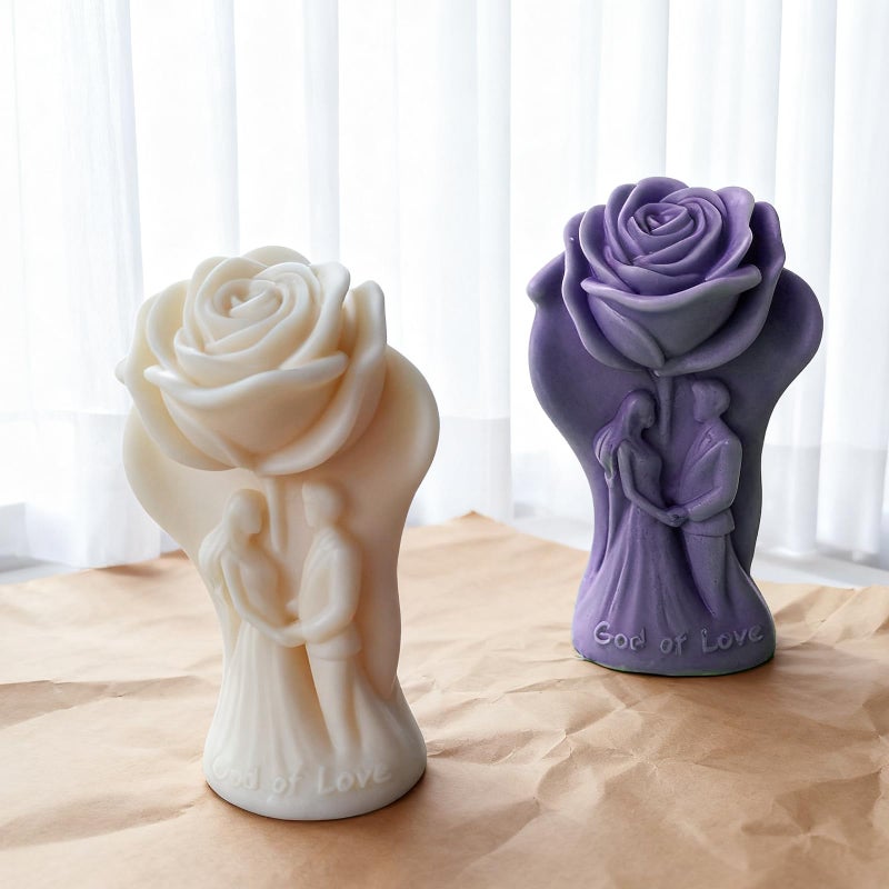 Japleed Lover Rose Candle Molds, Romantic Couple Holding Hands Flower Valentine's Day Silicone Molds for Candle Soap Wax Epoxy Resin, Fondant Chocolate Cake Dessert Molds Wedding Home Decor - Image 5