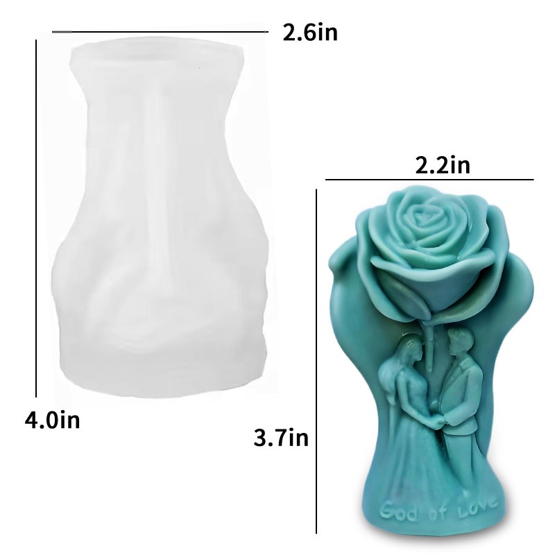Japleed Lover Rose Candle Molds, Romantic Couple Holding Hands Flower Valentine's Day Silicone Molds for Candle Soap Wax Epoxy Resin, Fondant Chocolate Cake Dessert Molds Wedding Home Decor - Image 2