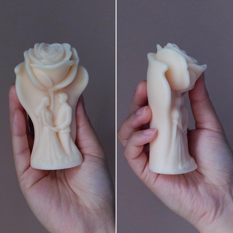 Japleed Lover Rose Candle Molds, Romantic Couple Holding Hands Flower Valentine's Day Silicone Molds for Candle Soap Wax Epoxy Resin, Fondant Chocolate Cake Dessert Molds Wedding Home Decor - Image 4