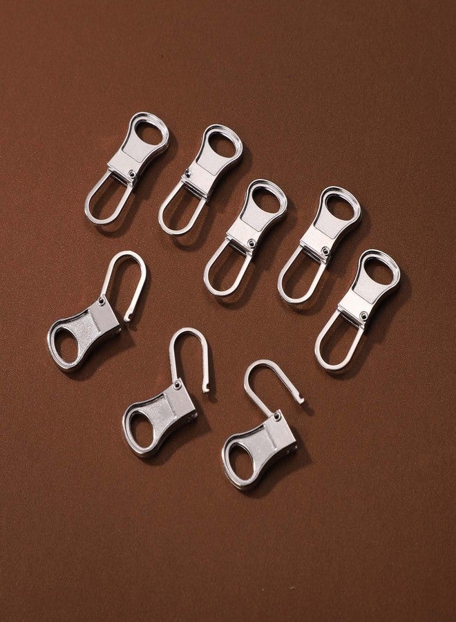 NQEUEPN 8pcs Zipper Pull Replacement, Zipper Pullers Detachable Zipper Tab Repair Handle Mend Fixer Zipper Head Metal Pull Cord Extender for Clothing Backpack Jackets Pants Boots Luggage (Silver) - Image 3