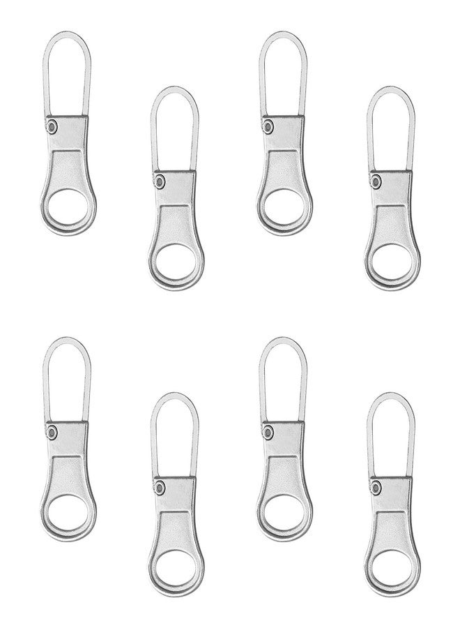NQEUEPN 8pcs Zipper Pull Replacement, Zipper Pullers Detachable Zipper Tab Repair Handle Mend Fixer Zipper Head Metal Pull Cord Extender for Clothing Backpack Jackets Pants Boots Luggage (Silver) - Image 1