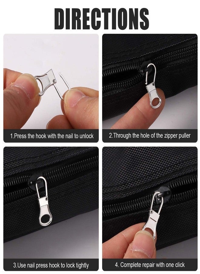NQEUEPN 8pcs Zipper Pull Replacement, Zipper Pullers Detachable Zipper Tab Repair Handle Mend Fixer Zipper Head Metal Pull Cord Extender for Clothing Backpack Jackets Pants Boots Luggage (Silver) - Image 5