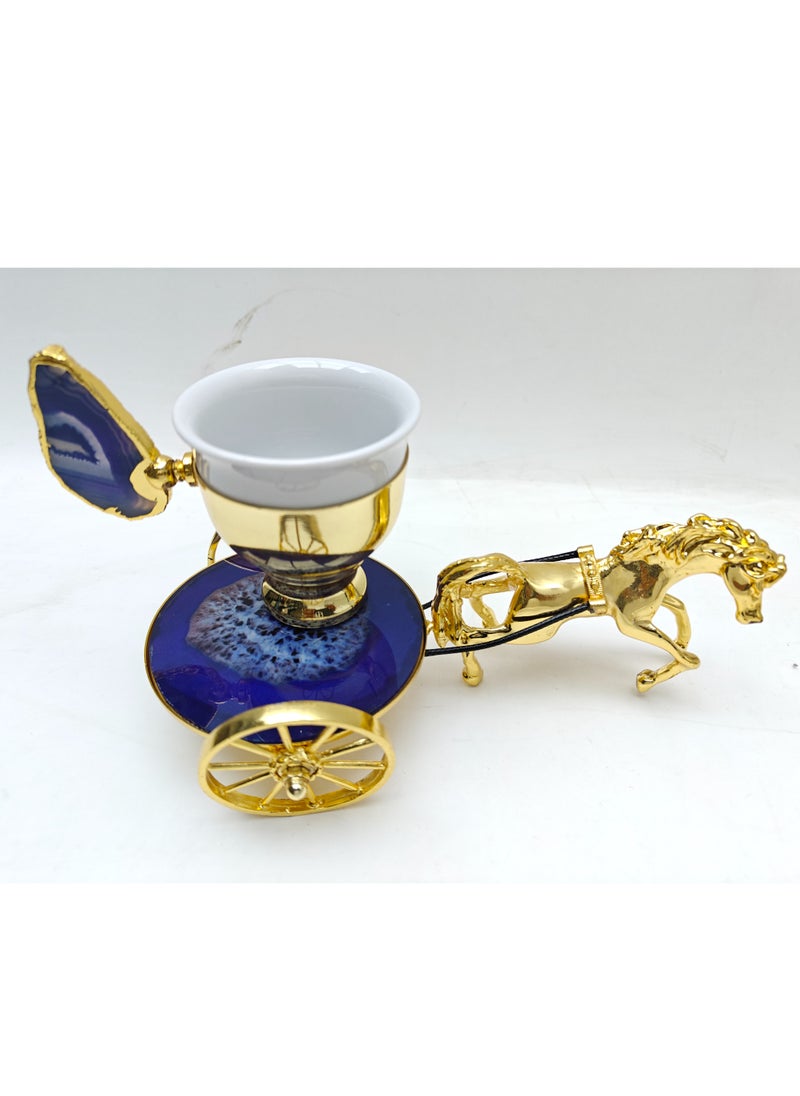 Ceramic Marble Cup with Saucer Pulled by a Blue Gold Horse and Carriage - pzsku/Z0E160EE45A0CD1C8E1CDZ/45/_/1724702421/98c942a8-2222-4310-b2f8-efaf24138065