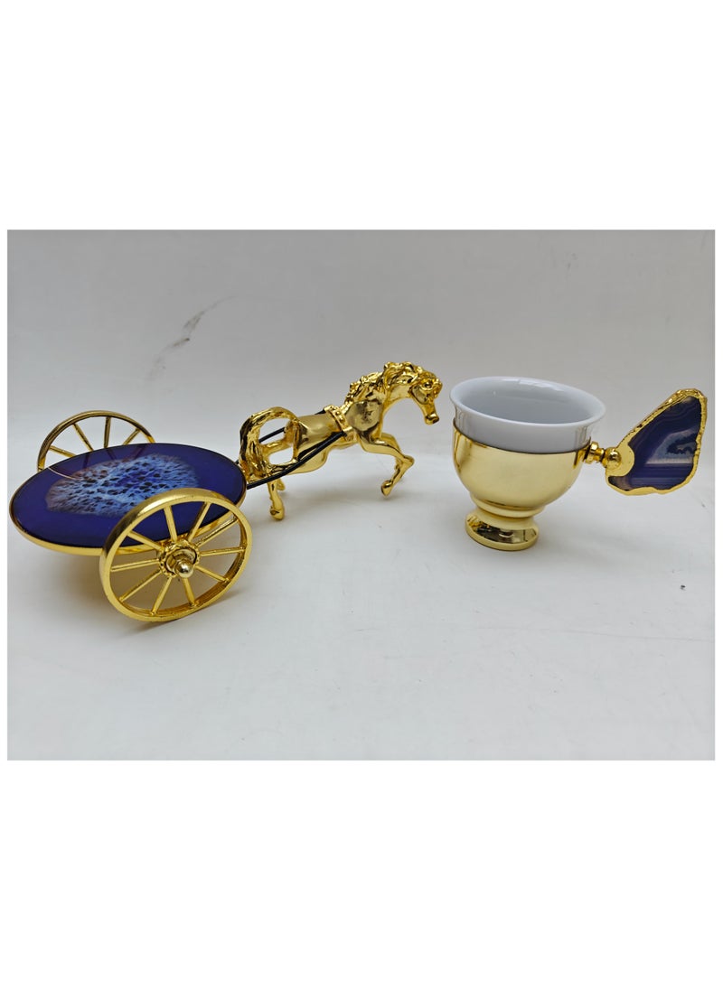 Ceramic Marble Cup with Saucer Pulled by a Blue Gold Horse and Carriage - pzsku/Z0E160EE45A0CD1C8E1CDZ/45/_/1724702451/c325f31e-0abf-41ae-9435-3ef2868246db