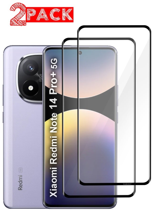 MARGOUN Pack Of 2 Curved Screen Protector Compatible With Xiaomi Redmi Note 14 Pro+ 5G Tempered Glass