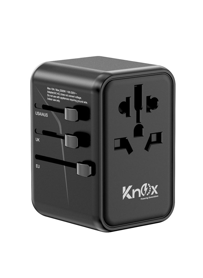 Knox Powering Generations 45W Travel Power Adapter GaN III technology, International Adapter with 3 USB-A & 2 USB-C PD Fast Charging, Universal Travel Adaptor for Smart Phone, Laptops, Worldwide Plug  - Image 2