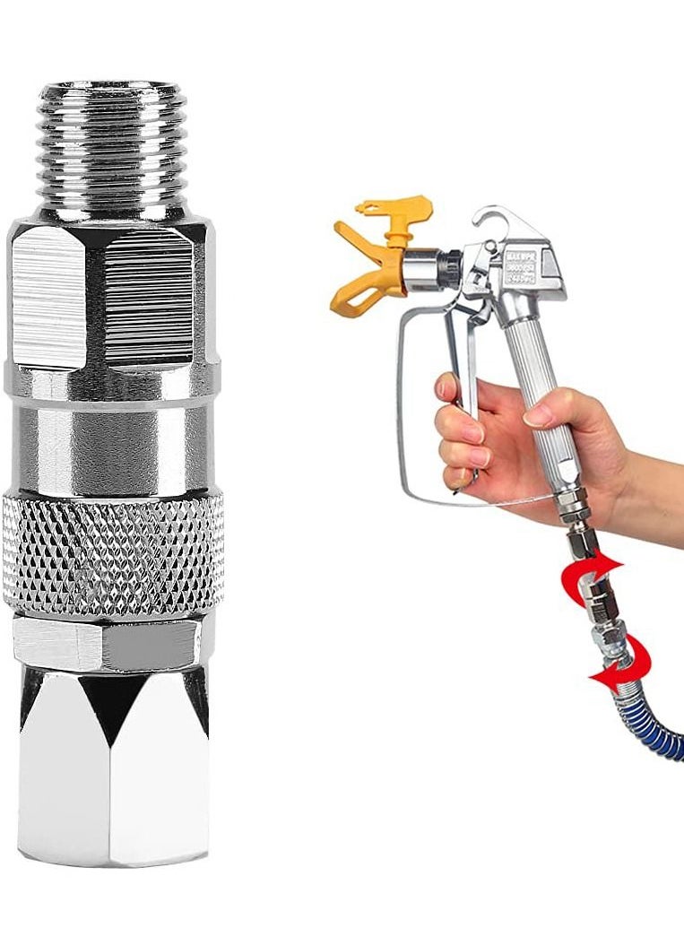 SYOSI Sprayer Swivel Joint, 1/4 Inch Stainless Steel Airless High Pressure Spray Gun Hose Swivel Connector Accessories, High Pressure Painting Supplies, Swivel Fittings for Paint Sprayers and Hose  - Image 1