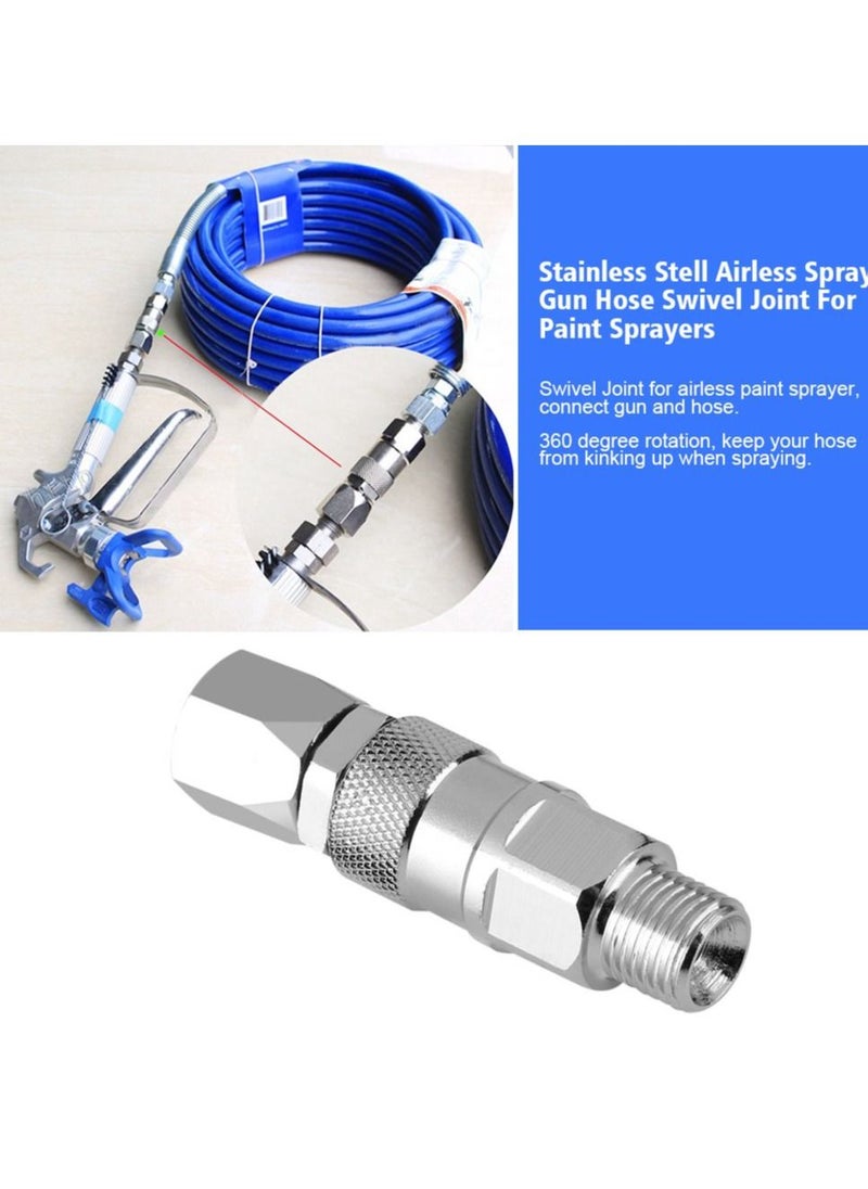 SYOSI Sprayer Swivel Joint, 1/4 Inch Stainless Steel Airless High Pressure Spray Gun Hose Swivel Connector Accessories, High Pressure Painting Supplies, Swivel Fittings for Paint Sprayers and Hose  - Image 2