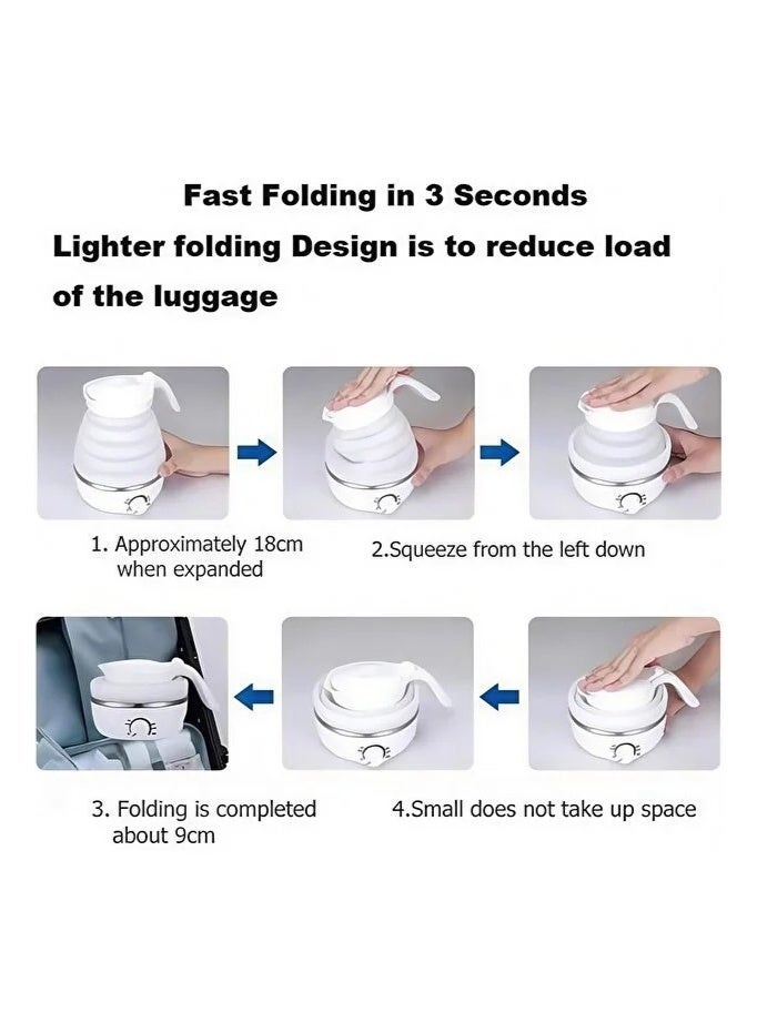 Portable Folding Electric Kettle for Travel – Compact 600W Kettle with Collapsible Design, Food-Grade Silicone Body, Auto Shut-Off & Boil-Dry Protection – Ideal for Outdoor & Office Use - Image 4