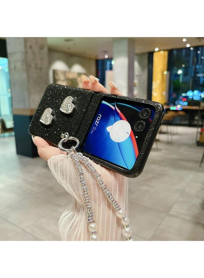 erorex Case For Motorola Razr 40 Ultra Gradient Color Glitter Shockproof Protective Phone Case With Bead Chain - Image 3