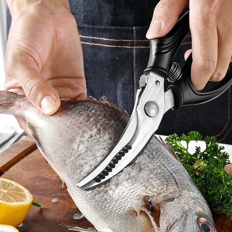 Heavy Duty Kitchen Shears Stainless Steel Serrated Blade Cuts Poultry Bones Fish Vegetables - Image 5