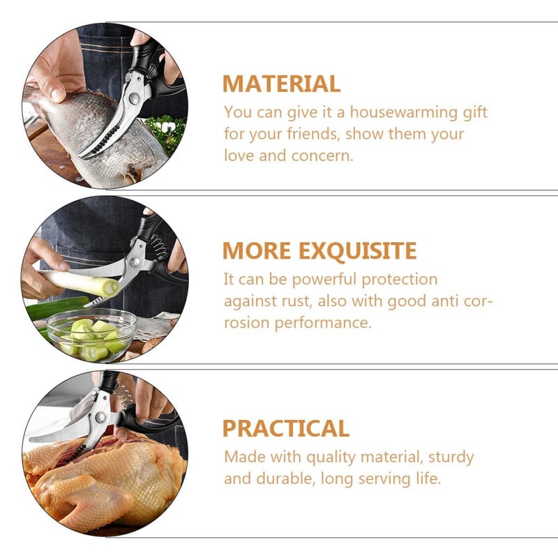 Heavy Duty Kitchen Shears Stainless Steel Serrated Blade Cuts Poultry Bones Fish Vegetables - Image 4