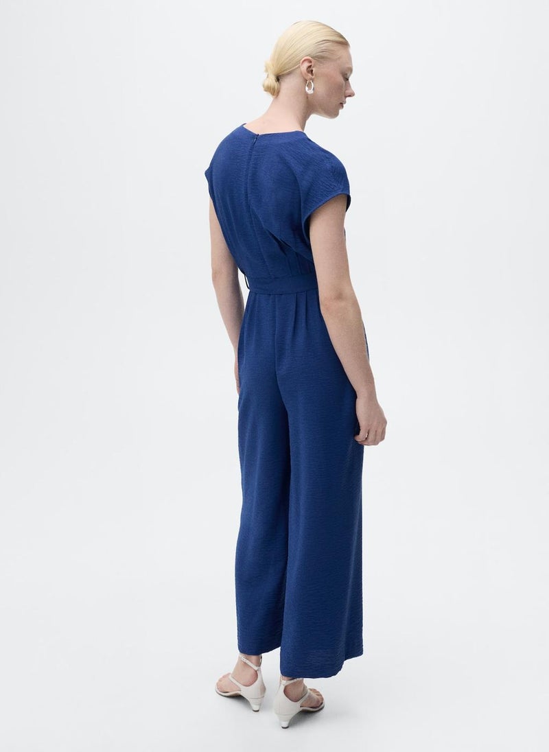 MANGO - Long Cropped Jumpsuit With Belt - Image 1