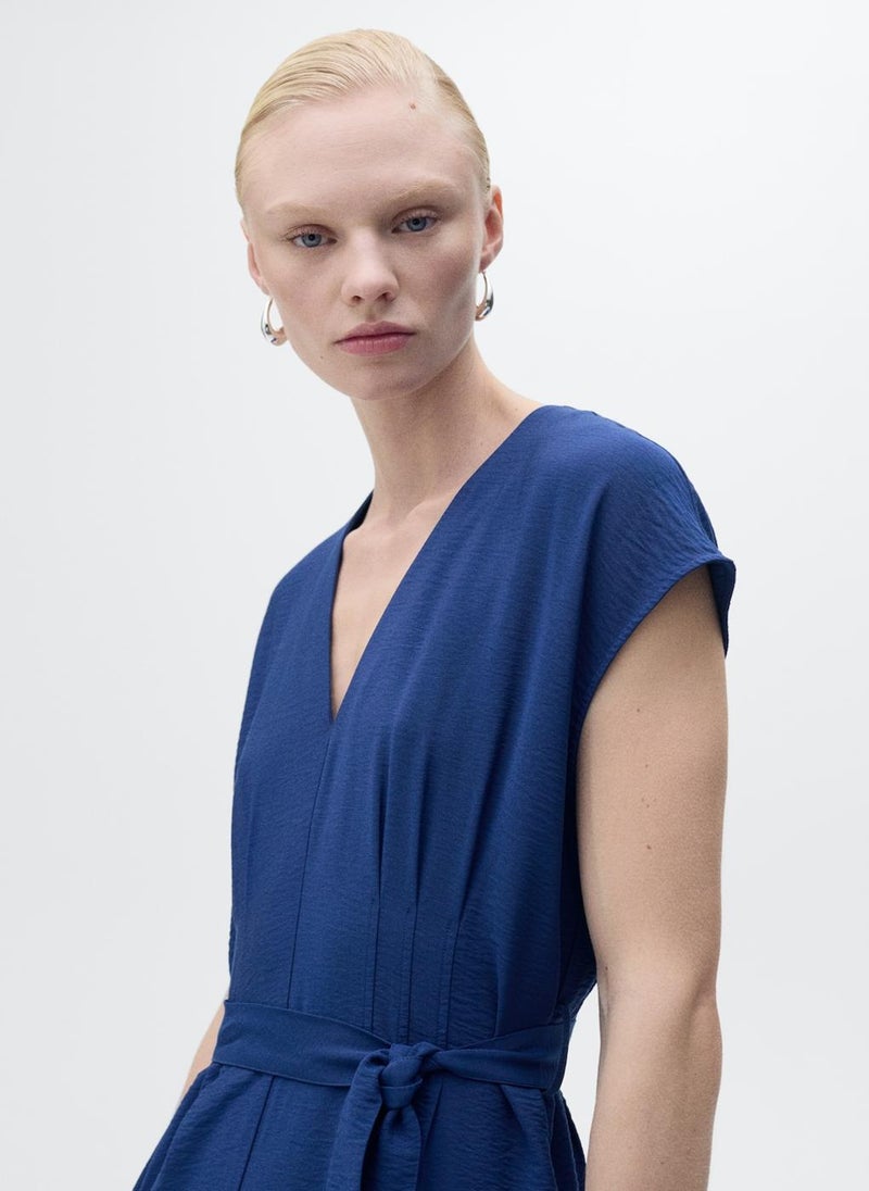 MANGO - Long Cropped Jumpsuit With Belt - Image 1