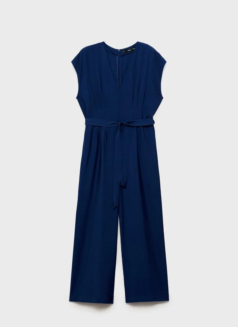 MANGO Long Cropped Jumpsuit With Belt