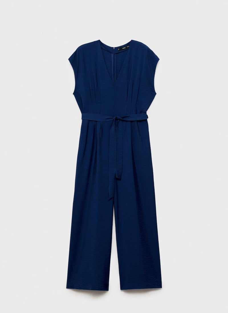 MANGO - Long Cropped Jumpsuit With Belt - Image 1