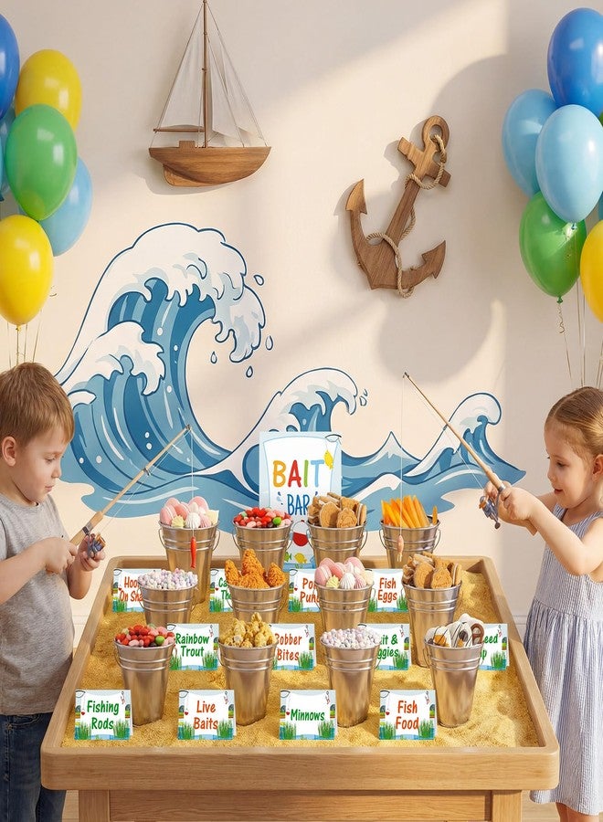Potchen 31 Pcs Ofishally One Birthday Party Decorations 12 Fishing Bait Buckets 1 Bait Bar Accessories Sign 18 Fishing Food Labels First Birthday Party Supplies for Baby Shower Buffet Decors - Image 5