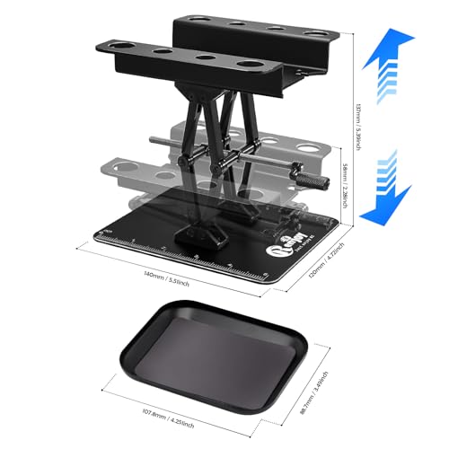 RCenjoy RC Car Work Stand Aluminum Repair Workstation Lift Lower with Screw Tray for Traxxas TRX4 Axial Arrma Redcat Losi 18 110 112 Remote Control Car Tool Set All Black - Image 5