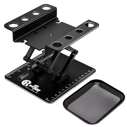 RCenjoy RC Car Work Stand Aluminum Repair Workstation Lift Lower with Screw Tray for Traxxas TRX4 Axial Arrma Redcat Losi 18 110 112 Remote Control Car Tool Set All Black - Image 1