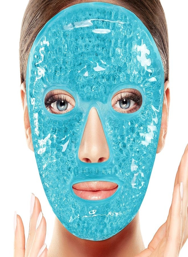 Cold Face Eye Mask Ice Pack | Gel Beads Hot & Cold Therapy Mask for Face | Puffy Eyes, Dark Circles, Headache Relief & Skin Care Spa Mask | Adjustable Strap Reusable Facial Cooling Mask for Women & Men - Image 1