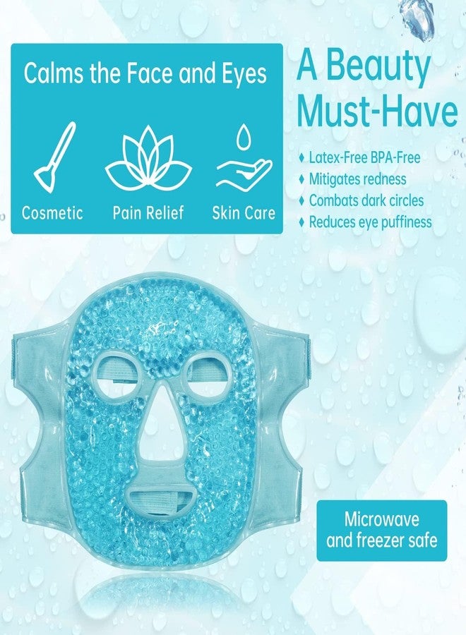 Cold Face Eye Mask Ice Pack | Gel Beads Hot & Cold Therapy Mask for Face | Puffy Eyes, Dark Circles, Headache Relief & Skin Care Spa Mask | Adjustable Strap Reusable Facial Cooling Mask for Women & Men - Image 4