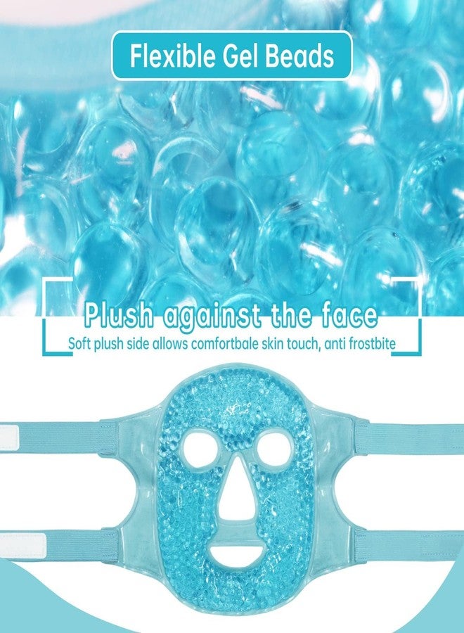 Cold Face Eye Mask Ice Pack | Gel Beads Hot & Cold Therapy Mask for Face | Puffy Eyes, Dark Circles, Headache Relief & Skin Care Spa Mask | Adjustable Strap Reusable Facial Cooling Mask for Women & Men - Image 3