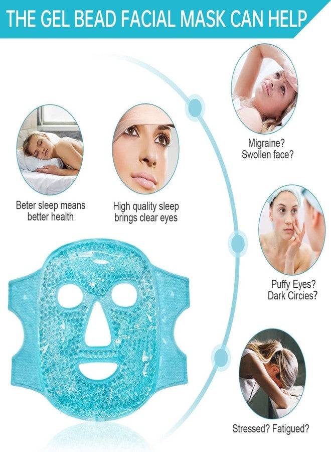 Cold Face Eye Mask Ice Pack | Gel Beads Hot & Cold Therapy Mask for Face | Puffy Eyes, Dark Circles, Headache Relief & Skin Care Spa Mask | Adjustable Strap Reusable Facial Cooling Mask for Women & Men - Image 2