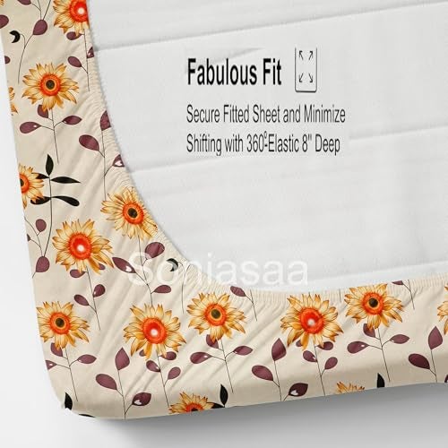 Soniasaa 320 TC Cotton Feel All Around Elastic Fitted Bedsheet, Elastic Fitted Bedsheet Single Size Bedsheet for Single Bed with 1 Pillow Cover, Size - 72 x 36 x 8 Inche Color - Image 4