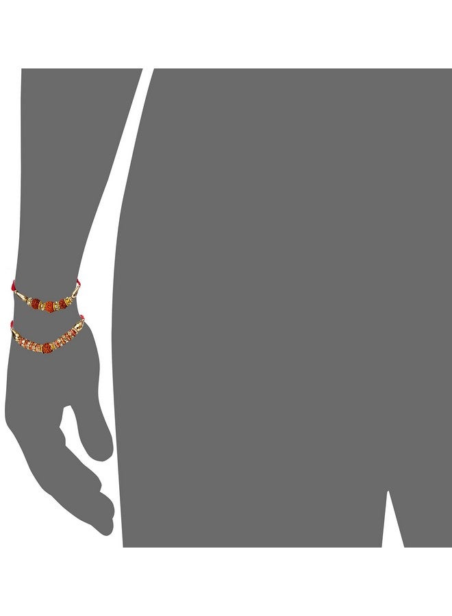 Aheli Pack Of 2 Rudraksha Ad Ring Rakhi With Roli Chawal Tilak For Men Boys (R2P11)  - Image 2