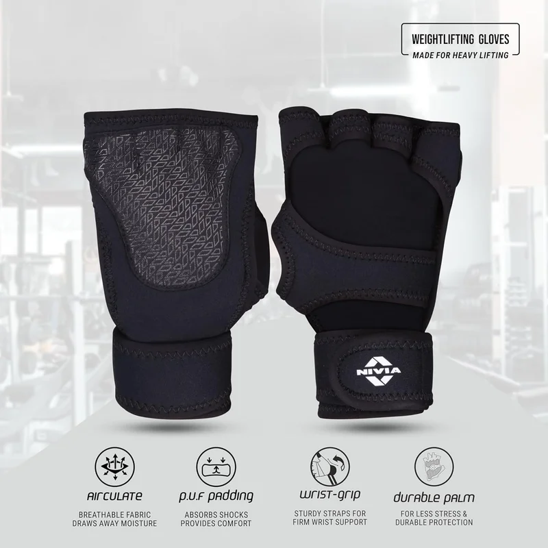 نيفيا Nivia Spider Gym Gloves for Men & Women - Breathable, Lightweight, Padded Palm with Wrist Support for Weightlifting and Fitness