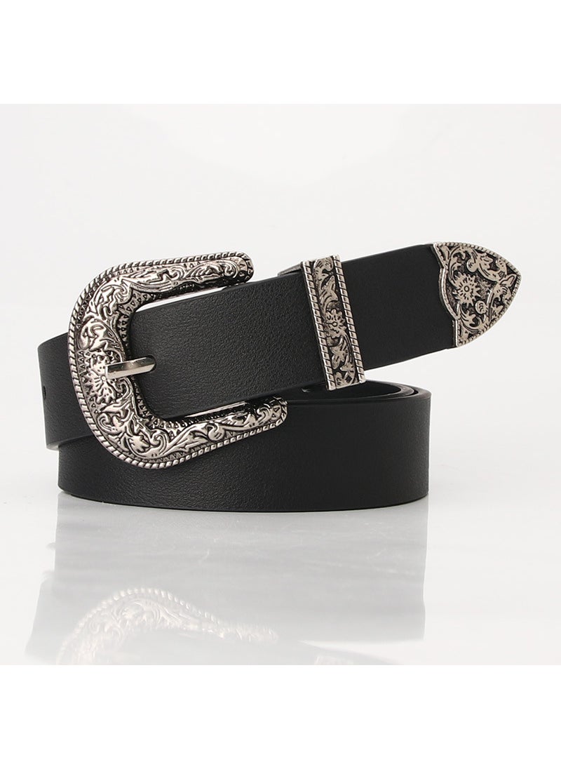 Generic - Classic Ladies Retro Pin Buckle Belt Cool Versatile Fashion Black - Image 1
