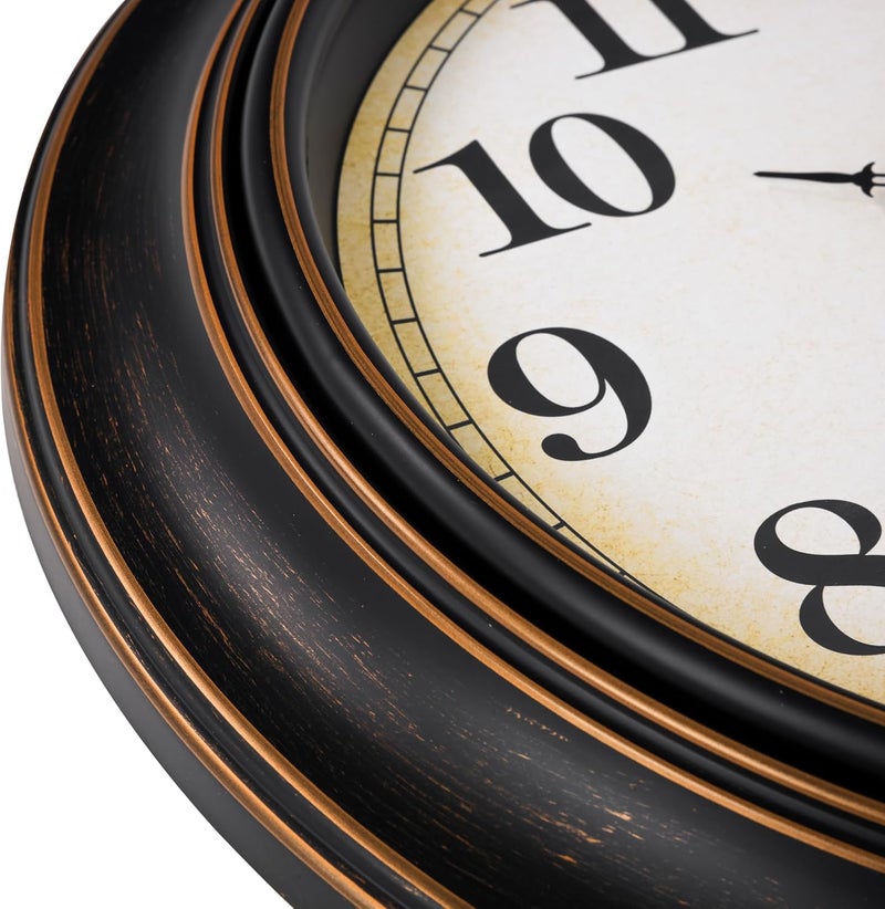 Yoiolclc 18 Inch Retro Large Wall Clock for Living Room Decor,Silent Vintage Wall Clocks Battery Operated for Farmhouse Office Wall Decor(Bronze) - Image 5