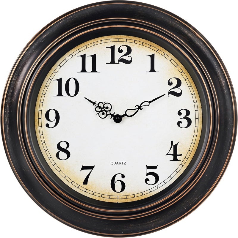 Yoiolclc 18 Inch Retro Large Wall Clock for Living Room Decor,Silent Vintage Wall Clocks Battery Operated for Farmhouse Office Wall Decor(Bronze) - Image 1