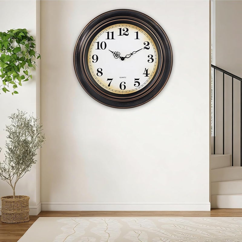 Yoiolclc 18 Inch Retro Large Wall Clock for Living Room Decor,Silent Vintage Wall Clocks Battery Operated for Farmhouse Office Wall Decor(Bronze) - Image 2