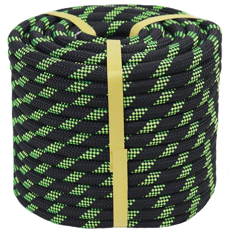 CRAYZA Double Braided Arborist Rope 12 in x 50 ft Climbing Rope High Strength Polyester Rope for Tree Climbing Pulling Swing Sailing BlackFluorescent Green
