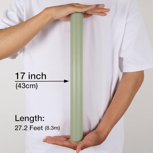 Aimyoo Sage Green Matte Wrapping Paper, 17 Inches X 27.2 Feet (38.5 sq.ft.) Solid Color Pearly-Lustre Paper Roll for Christmas Birthday Baby Shower Wedding Gift Wrap - Image 2