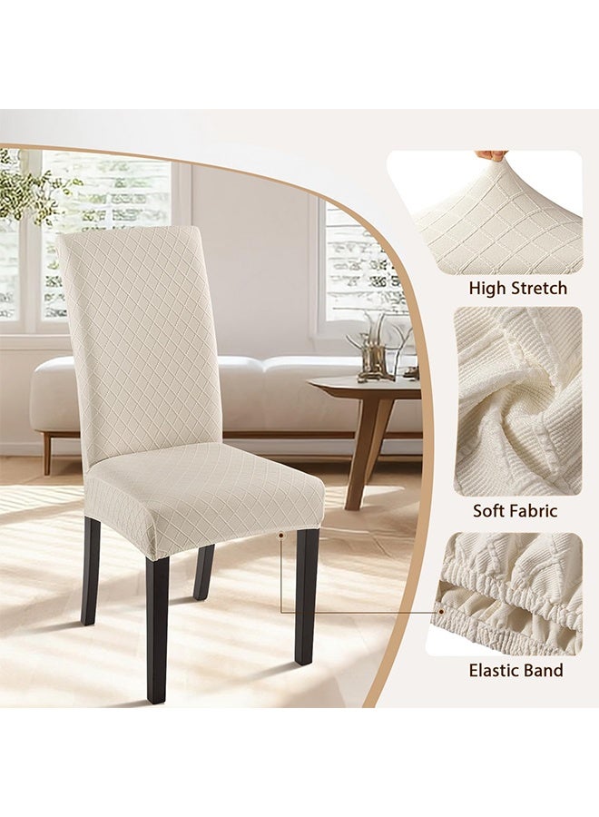 TodyJeyHo 4 elastic jacquard chair covers, super fit and detachable, washable kitchen universal chair covers, suitable for restaurants, hotels, and ceremonies (beige diamond shaped) - Image 3