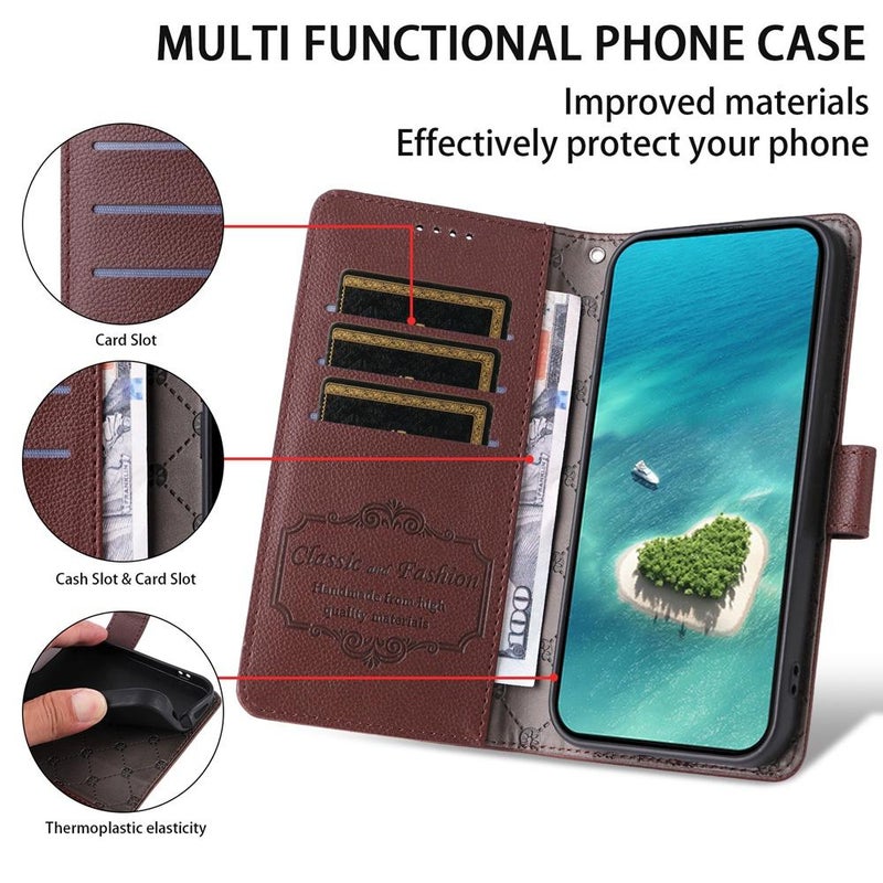 erorex For Realme C71 4G / C73 5G / C75 4G / 5G Litchi Texture RFID Blocking 3-Card Wallet Leather Phone Case(Brown) - Image 3