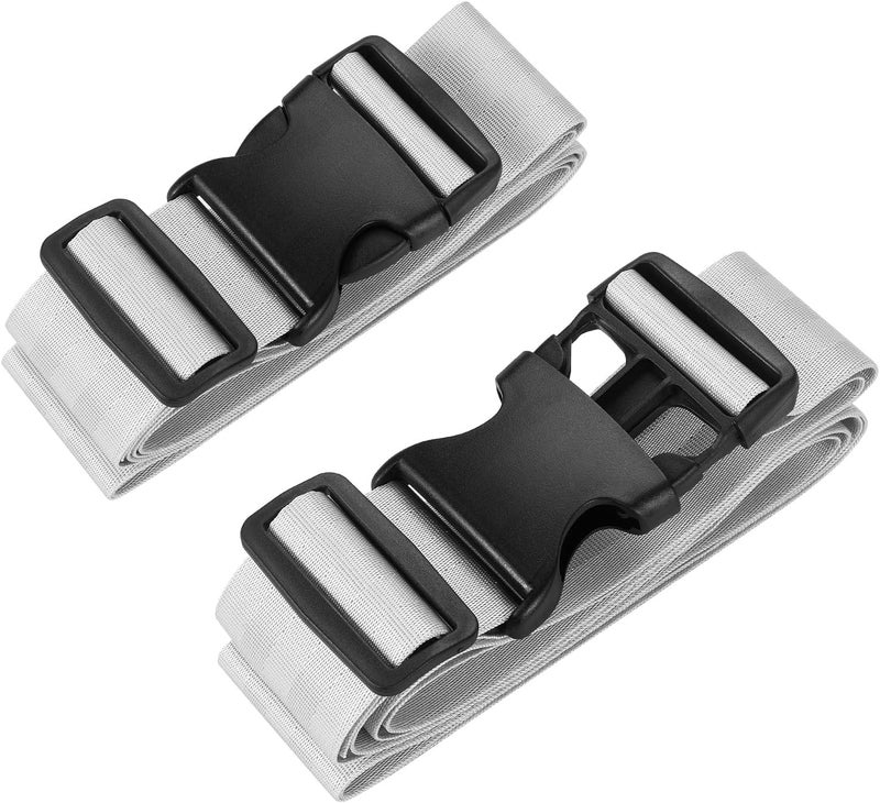 iCONY 2 Luggage Strap (2" X6.5FEET Color) + 1 ADD ON BAGAGGE Belt(1"X20" Black) with Quick Release Buckle Adjustable, Premium Accessory for Travel Bag Closure Bright Colors (3PACK, Grey) - Image 1