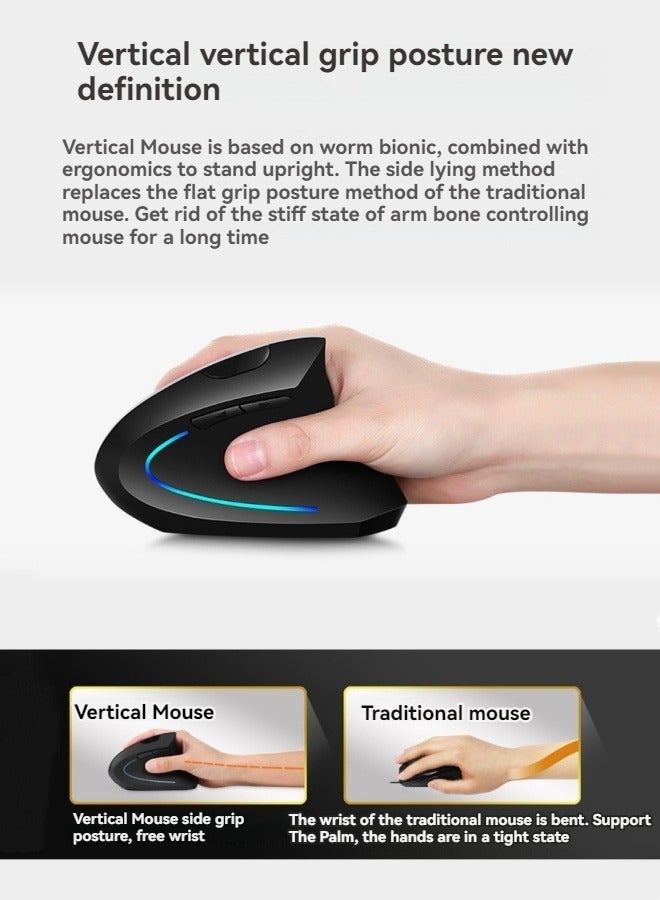 M MIAOYAN Wireless Bluetooth Vertical Mouse Ergonomic Notebook USB Dual-mode Multi-function Mouse  - Image 3