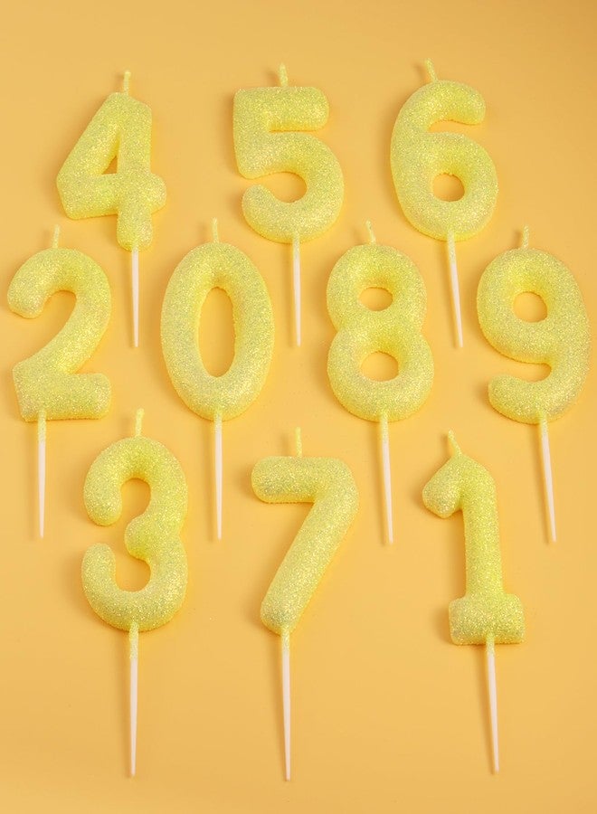 iNINGER 4th Glitter Birthday Candles,Yellow Birthday Number Candle,Macaroon 3D Flash Number 4 Candle,Suitable for Girls and Boys' Birthdays,Weddings,Anniversaries,Theme Party Cake Decorations - Image 3