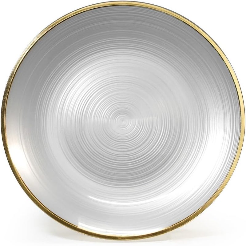 OCCASIONS FINEST PLASTIC TABLEWARE " OCCASIONS " 50 Plates Pack (25 Guests)-Wedding Party Disposable Plastic Plate Set -25 x 10'' Dinner + 25 x 7'' Salad & Dessert plates (Belize in White Pearl & Gold) - Image 2