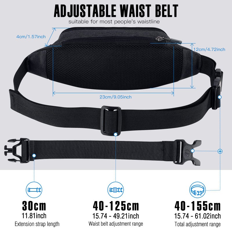 WATERFLY Fanny Pack Waist Bag: Small Hip Pouch Bum Bag Fannie Pack Phanny Fannypack Waistpack Bumbag Beltbag Sport Slim Fashionable for Jogging Hiking Hiker Woman Man - Image 3