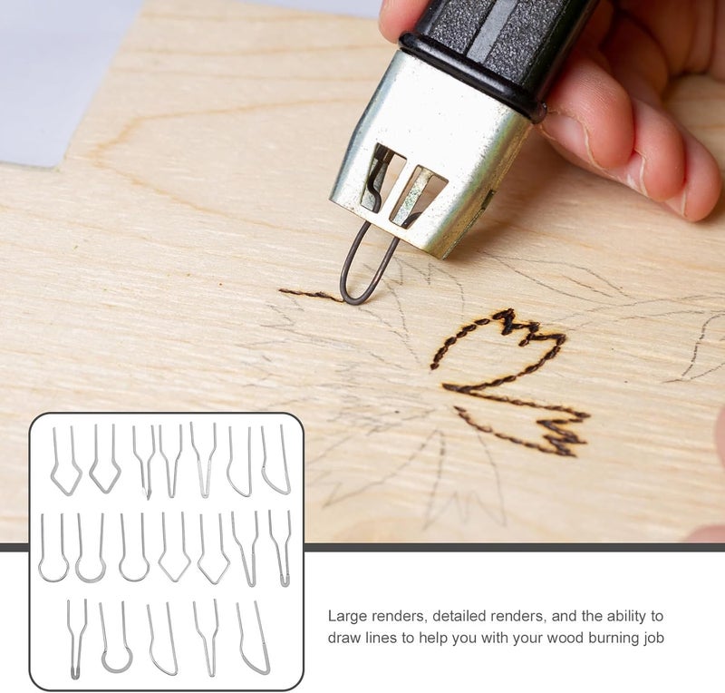 WOFASHPURET 19pcs Wood Engraving Tips and Pyrography Craft Tips High Resistance Quick Heating Wire Nibs for Wood Burning Pen Set Suitable for Hobbyists and Professionals - Image 3