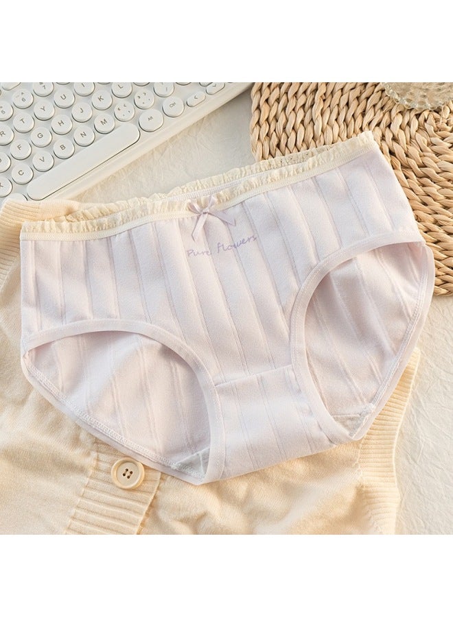 10a Antibacterial Pure Cotton Crotch Girls' Pure Cotton Panties For Female Students With Letter Ruffles, Striped Butterfly Women's Briefs
