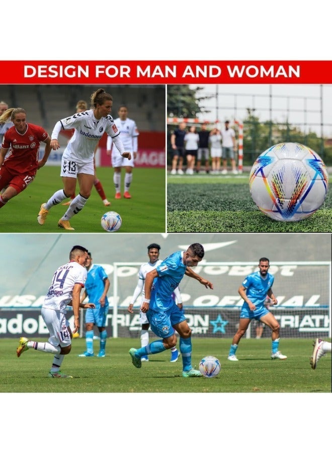 ZAMZIN FIFA World Cup 2022 Soccer Ball with Air Pump – Official Replica Training Football – Size 5, Durable PU Material, Ideal for Practice, Match, and Outdoor Play - Image 2