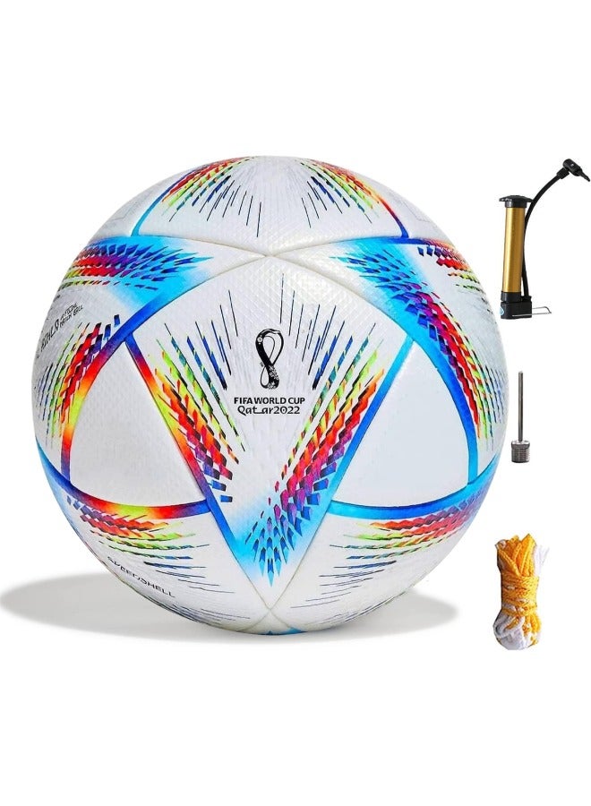 Generic FIFA World Cup 2022 Soccer Ball with Air Pump - Official Replica for Training and Play - Top-Quality Size 5 Footballs, Club Training Balls, Footwear for Men - Explore the Best in Football Gear - Image 1
