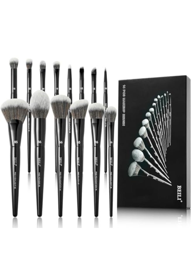 BEILI Makeup Brushes 14Pcs Professional Eyeshadow Brush Set Premium Synthetic Makeup Brushes for Liquid Cream Powder Eyeshadow - Image 1