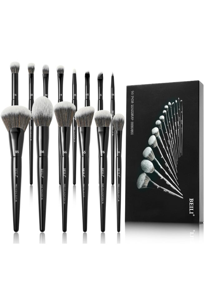 BEILI Makeup Brushes 14Pcs Professional Eyeshadow Brush Set Premium Synthetic Makeup Brushes for Liquid Cream Powder Eyeshadow - Image 2